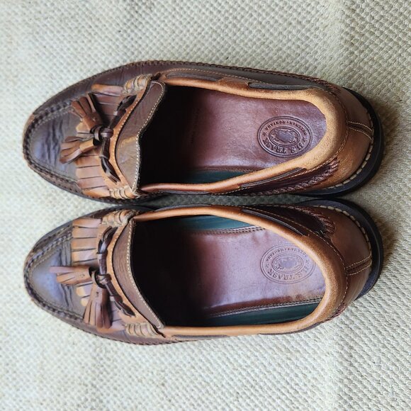 HS Trask Handsewn Leather Tassel Loafer Bozeman MT Size 9M Made In Brazil Kiltie - Picture 8 of 9